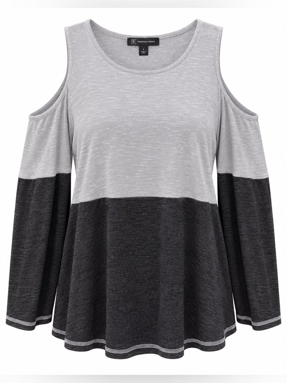 INC Collections NWT grey colorblock cold shoulder top, XL